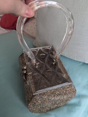 Vintage 1950s Florida Lucite Confetti Handbag (Made in Miami) Vintage Lucite